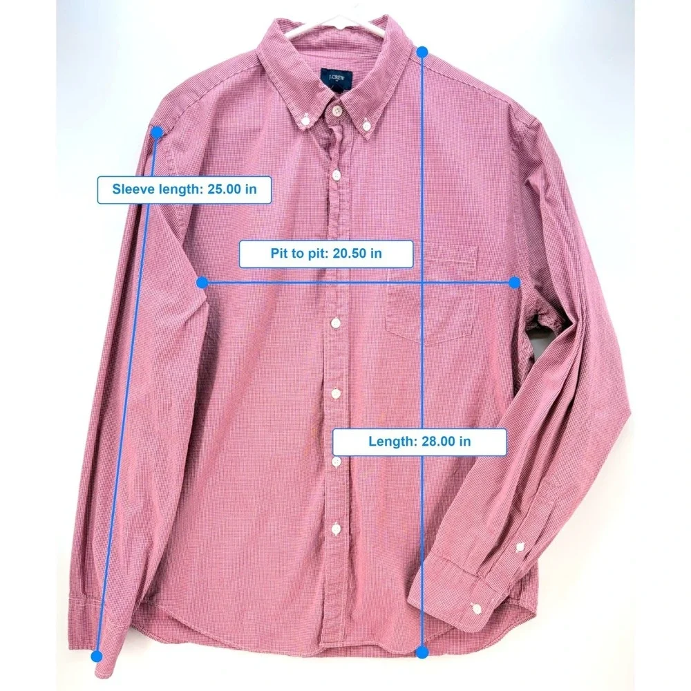 J Crew Red Gingham Button Up Shirt Sz L Preppy Classic Americana Summer Cotton